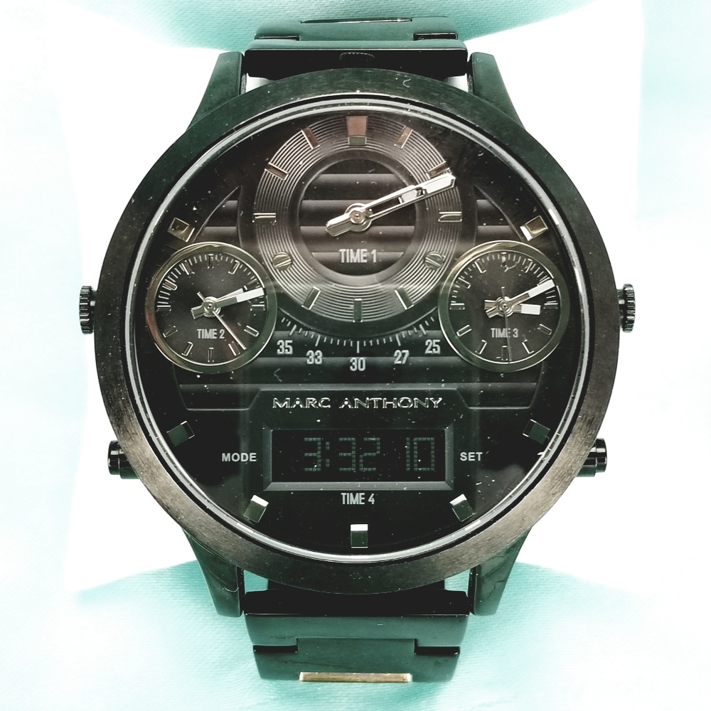 Marc Anthony Men's Modern Black Stainless Steel Mu